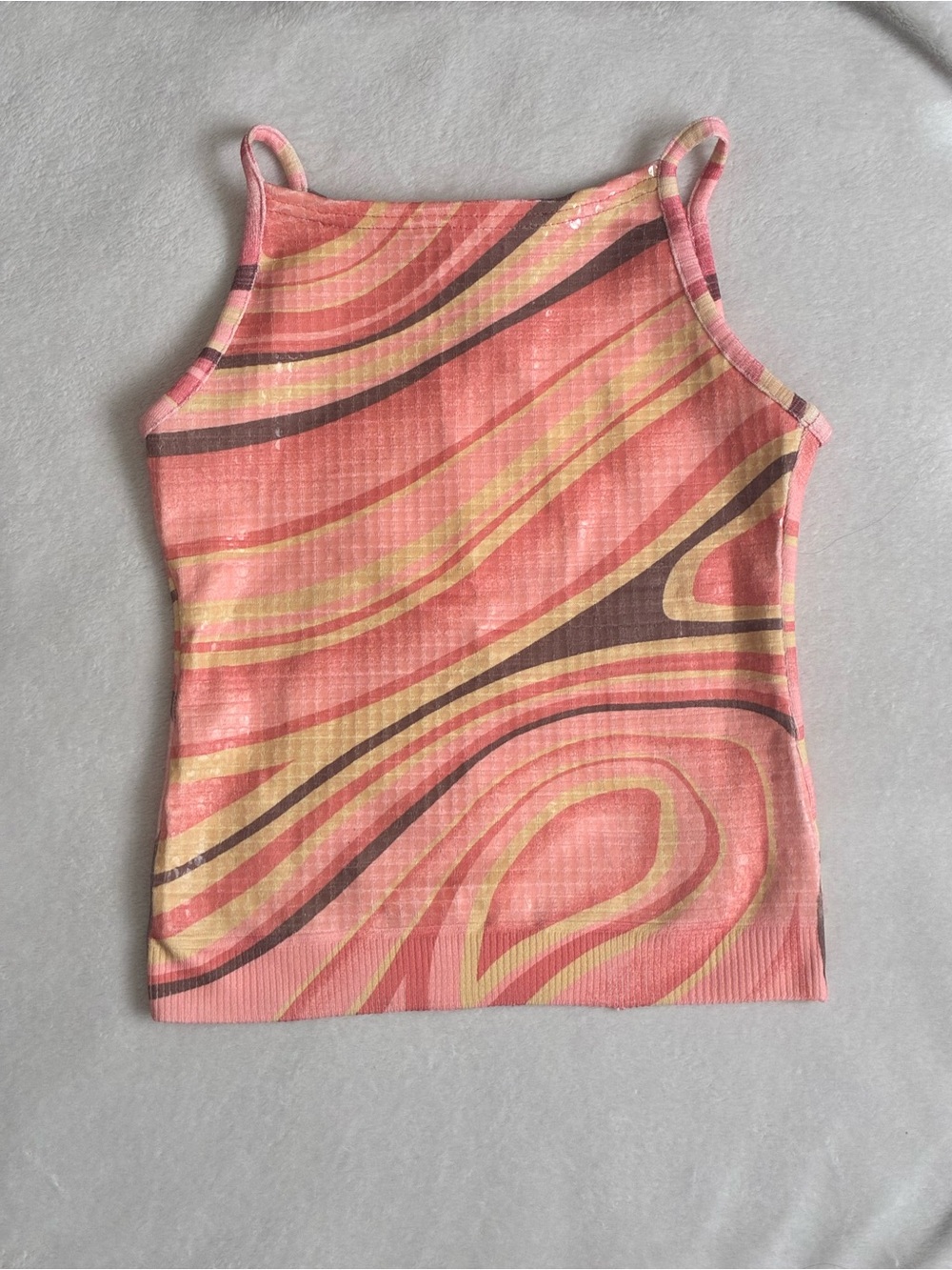 Pink Swirl Ribbed Tank Top - Cache